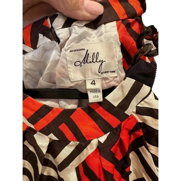 Milly of New York Women's Red Sleeveless Halter Neck Back Zip Tank top Size 4 - Picture 4 of 4